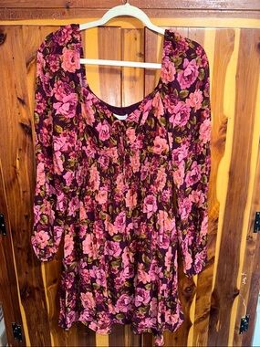 Altar'd State Burgundy Floral Dress